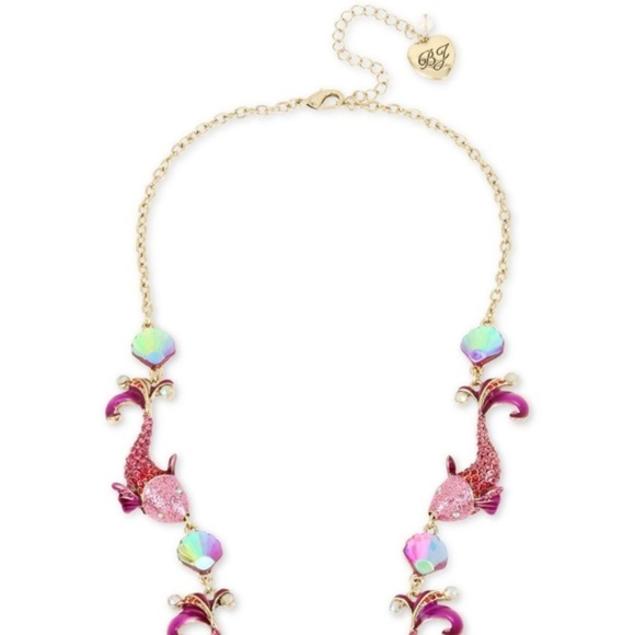 Betsey Johnson CRYSTAL GLITTER REEF FISH NECKLACE - Picture 2 of 5